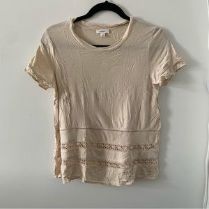 WILFRED CREAM EYELET CROCHET TSHIRT